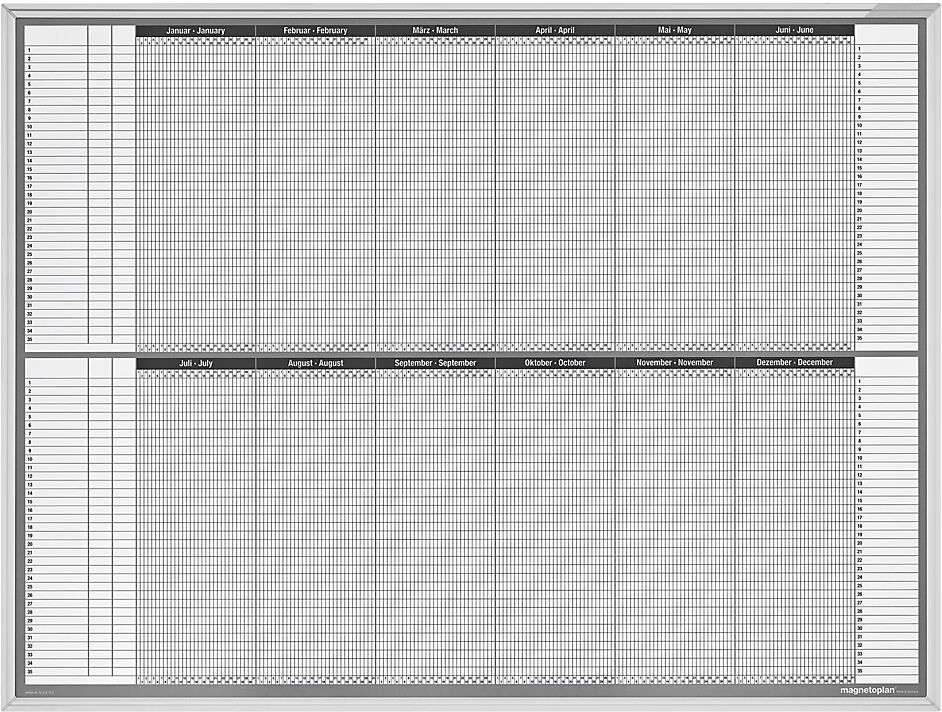 magnetoplan Personal- und Projektplaner-Set für 35 Mitarbeiter oder Projekte BxH 1200 x 900 mm