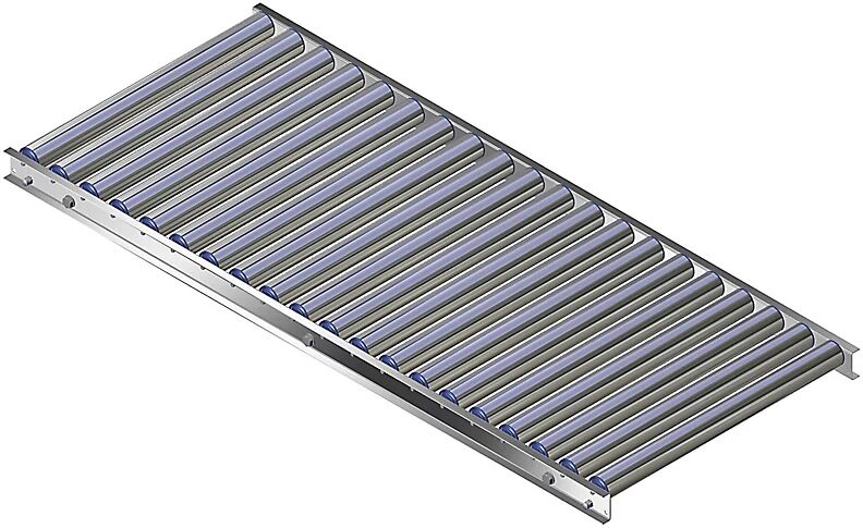 Gura Leicht-Rollenbahn, Aluminiumrahmen mit Aluminiumrollen Bahnbreite 600 mm Achsabstand 75 mm, Länge 1,5 m