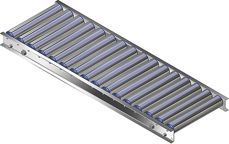 Gura Leicht-Rollenbahn, Aluminiumrahmen mit Aluminiumrollen Bahnbreite 300 mm Achsabstand 62,5 mm, Länge 1 m