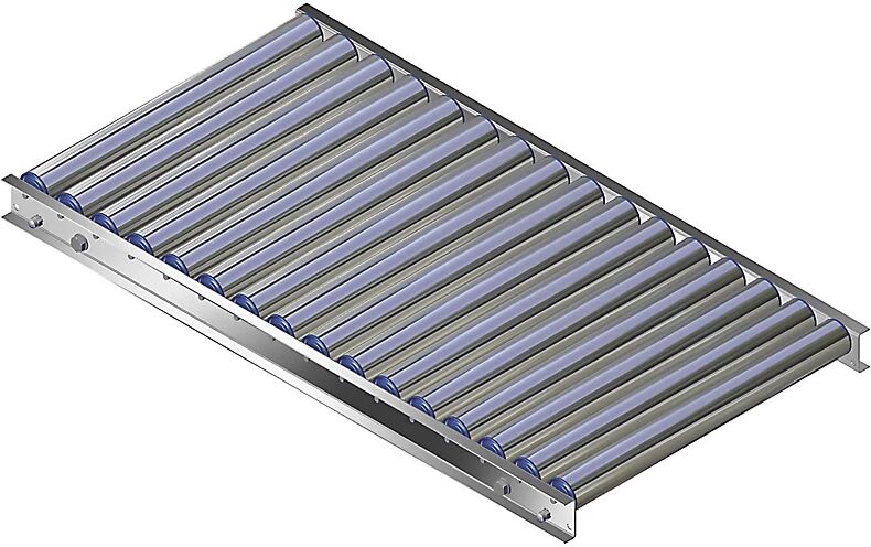 Gura Leicht-Rollenbahn, Aluminiumrahmen mit Aluminiumrollen Bahnbreite 500 mm Achsabstand 62,5 mm, Länge 1 m