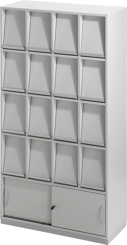 EUROKRAFTpro Klappenschrank mit 16 Klappen und Schiebetürschrank HxBxT 1864 x 1000 x 420 mm