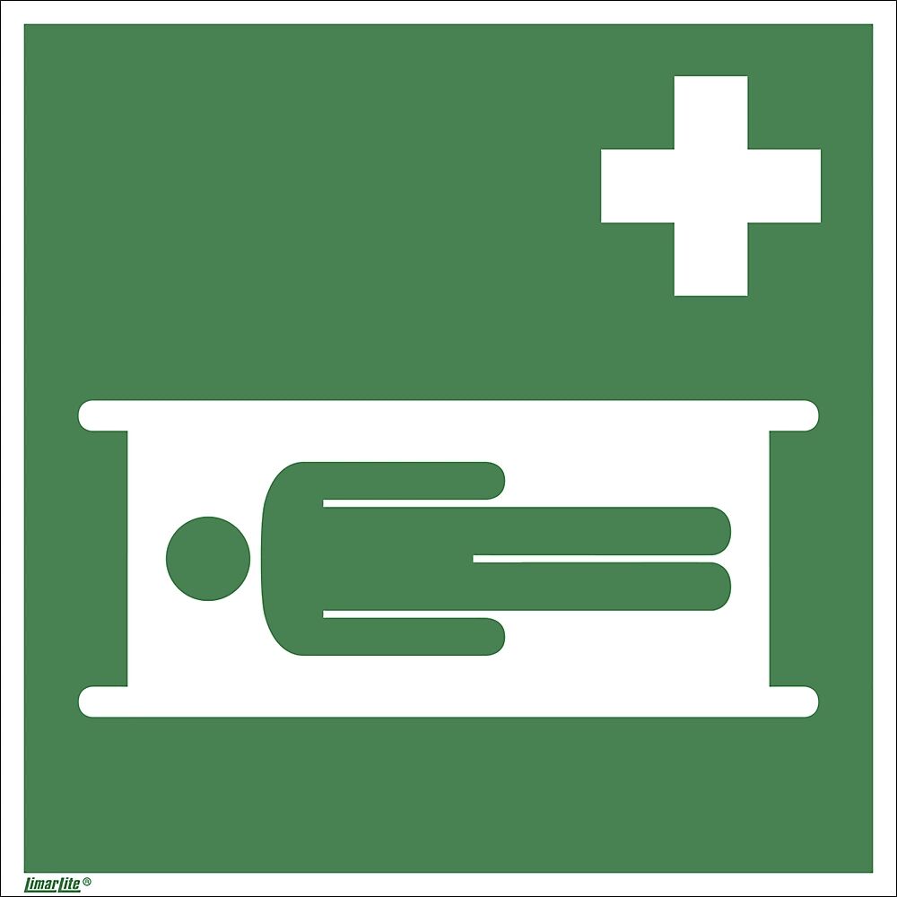 Rettungszeichen Krankentrage, VE 10 Stk Folie, 150 x 150 mm