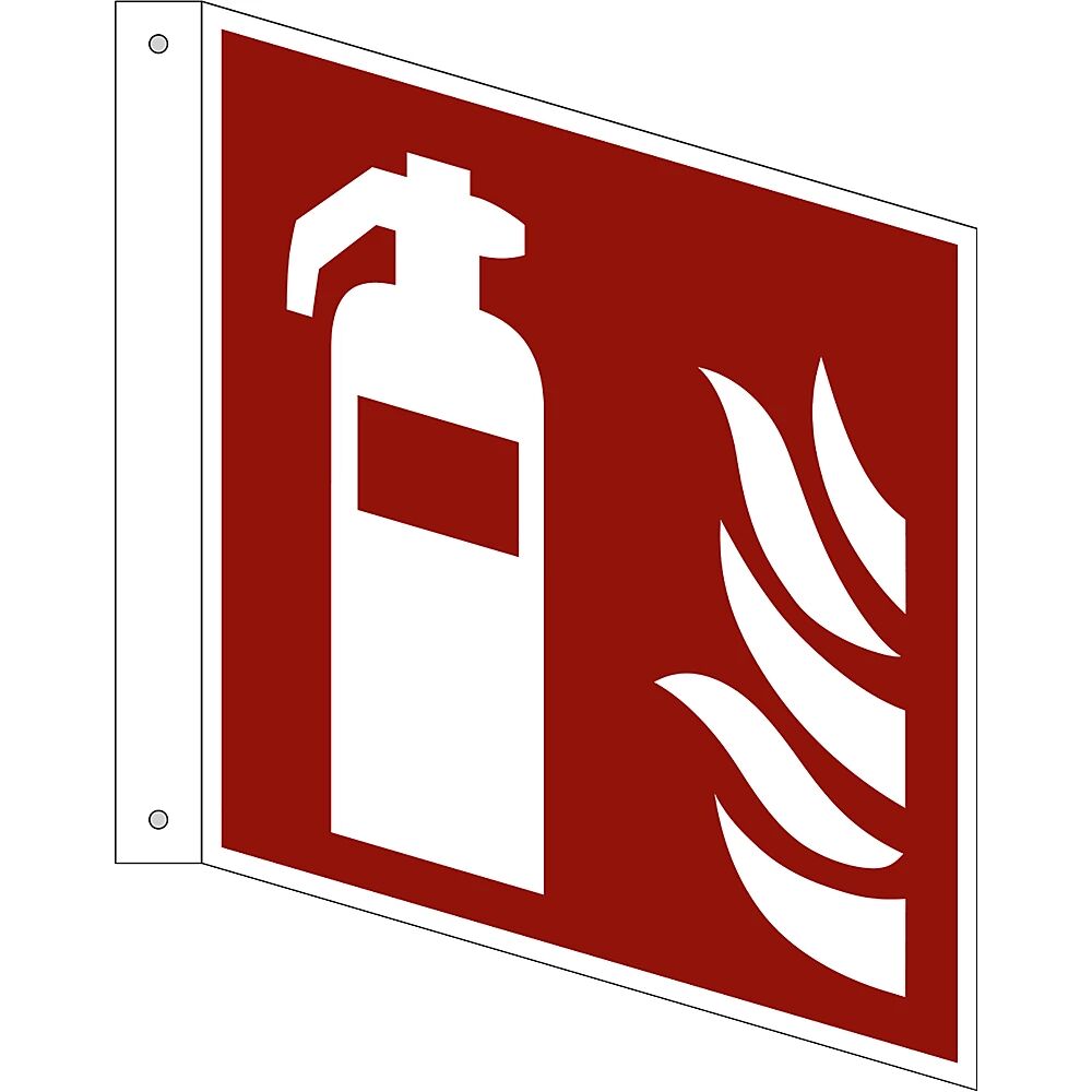 Brandschutzzeichen Feuerlöscher, VE 10 Stk Aluminium, Fahnenschild, 200 x 200 mm