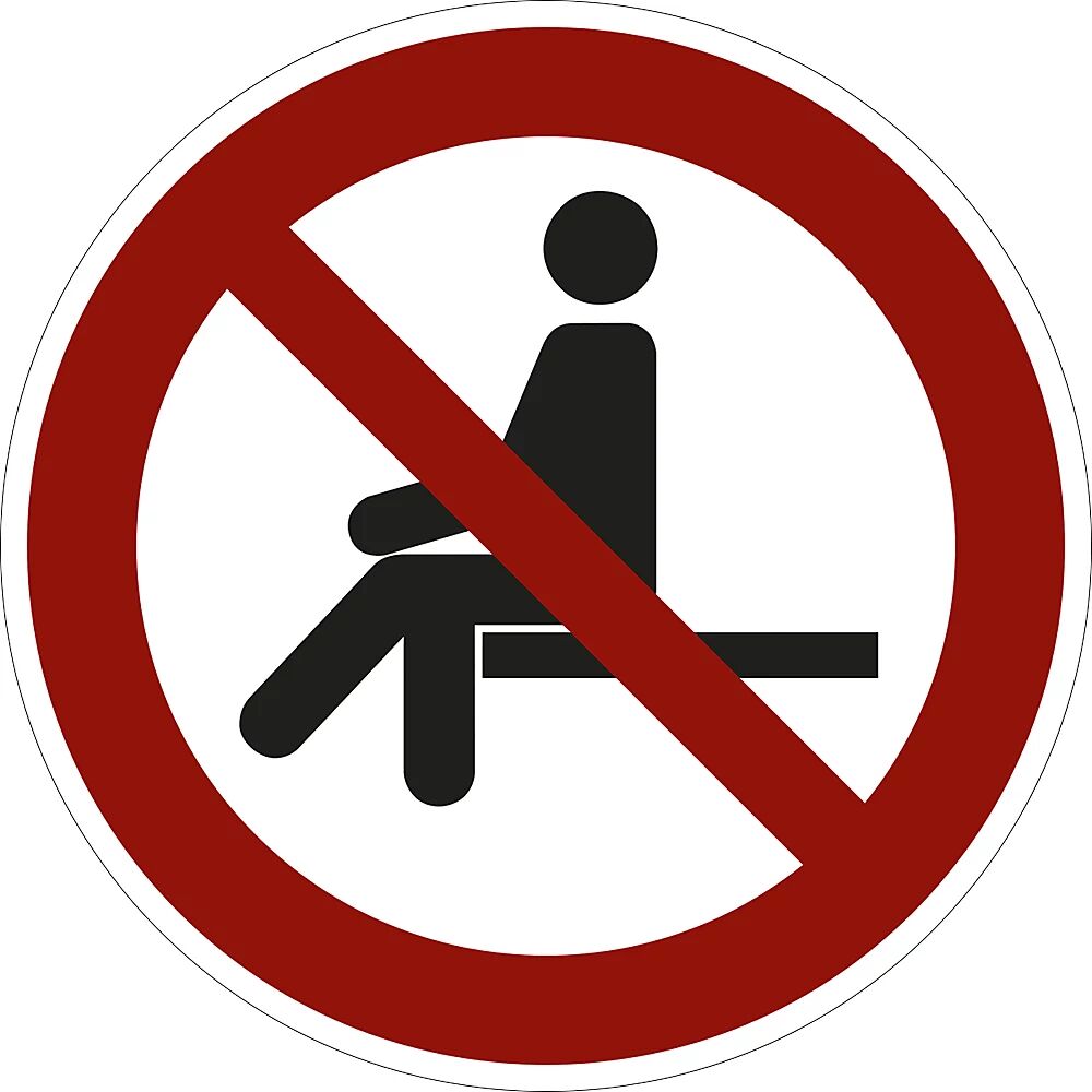 Verbotszeichen Sitzen verboten, VE 10 Stk Kunststoff, Ø 200 mm