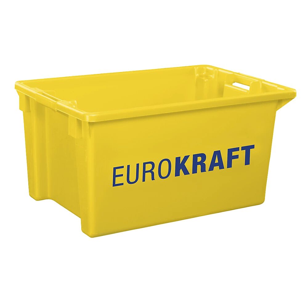 EUROKRAFTpro Drehstapelbehälter aus lebensmittelechtem Polypropylen Inhalt 50 Liter, VE 3 Stk Wände und Boden geschlossen, gelb
