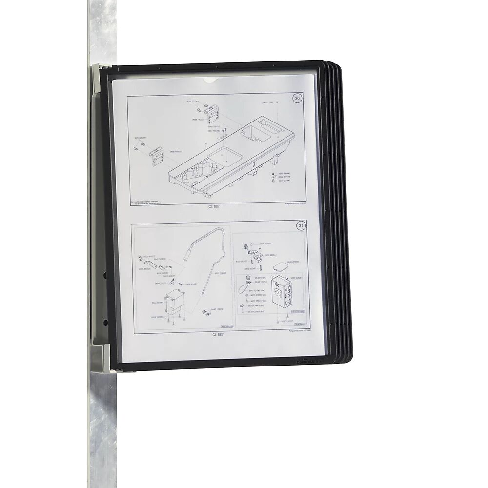 DURABLE Wandhalter-Komplett-Set, magnetisch 5 Klarsichttafeln DIN A4, VE 2 Stk Rahmen schwarz, ab 3 VE