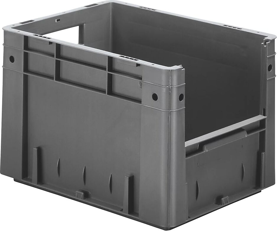 Euro-Stapelbehälter Inhalt 23,3 l, Außen-LxBxH 400 x 300 x 270 mm, VE 4 Stk grau