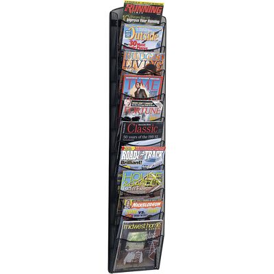 Wanddisplay MESH, schwarz, mit 10 Fächern, für 50 Prospekte helit Wanddisplay MESH, schwarz, mit 10 Fächern, für 50 Prospekte helit