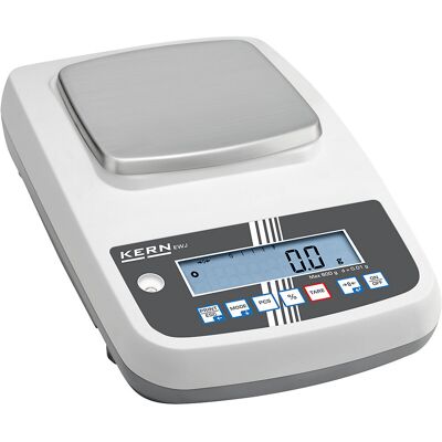 Präzisionswaage, mit Justierautomatik, eichfähig, Wägebereich bis 6 kg, Ablesbarkeit 0,1 g, Wägeplatte 155 x 145 mm KERN Präzisionswaage, mit Justierautomatik, eichfähig, Wägebereich bis 6 kg, Ablesbarkeit 0,1 g, Wägeplatte 155 x 145 mm KERN