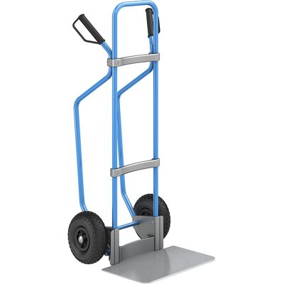 Sackkarre mit Kufen, blau, Schaufel-BxT 450 x 350 mm, verzinkt, Luftbereifung, ab 5 Stk eurokraft pro Sackkarre mit Kufen, blau, Schaufel-BxT 450 x 350 mm, verzinkt, Luftbereifung, ab 5 Stk eurokraft pro