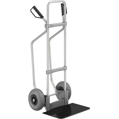 Aluminium-Sackkarre mit Kufen, Schaufel-BxT 450 x 350 mm, schwarz, PU-Bereifung, ab 5 Stk eurokraft pro Aluminium-Sackkarre mit Kufen, Schaufel-BxT 450 x 350 mm, schwarz, PU-Bereifung, ab 5 Stk eurokraft pro