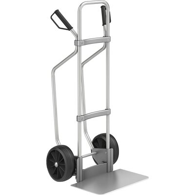 Aluminium-Sackkarre mit Kufen, Schaufel-BxT 450 x 350 mm, Alu, Vollgummibereifung, ab 5 Stk eurokraft pro Aluminium-Sackkarre mit Kufen, Schaufel-BxT 450 x 350 mm, Alu, Vollgummibereifung, ab 5 Stk eurokraft pro