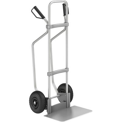 Aluminium-Sackkarre mit Kufen, Schaufel-BxT 450 x 350 mm, Alu, Luftbereifung, ab 5 Stk eurokraft pro Aluminium-Sackkarre mit Kufen, Schaufel-BxT 450 x 350 mm, Alu, Luftbereifung, ab 5 Stk eurokraft pro