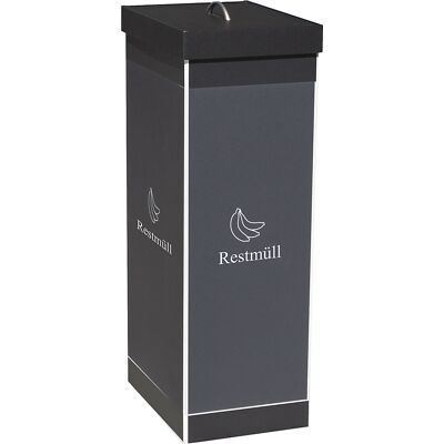 Wertstoffsammler, Kunststoff, Volumen 60 l, Höhe 760 mm, Korpus schwarz, Symbol Restmüll Paperflow Wertstoffsammler, Kunststoff, Volumen 60 l, Höhe 760 mm, Korpus schwarz, Symbol Restmüll Paperflow