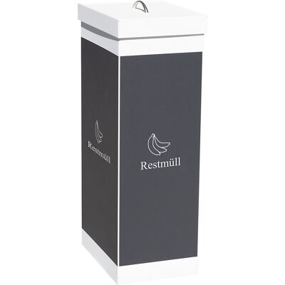 Wertstoffsammler, Kunststoff, Volumen 60 l, Höhe 760 mm, Korpus weiß, Symbol Restmüll Paperflow Wertstoffsammler, Kunststoff, Volumen 60 l, Höhe 760 mm, Korpus weiß, Symbol Restmüll Paperflow