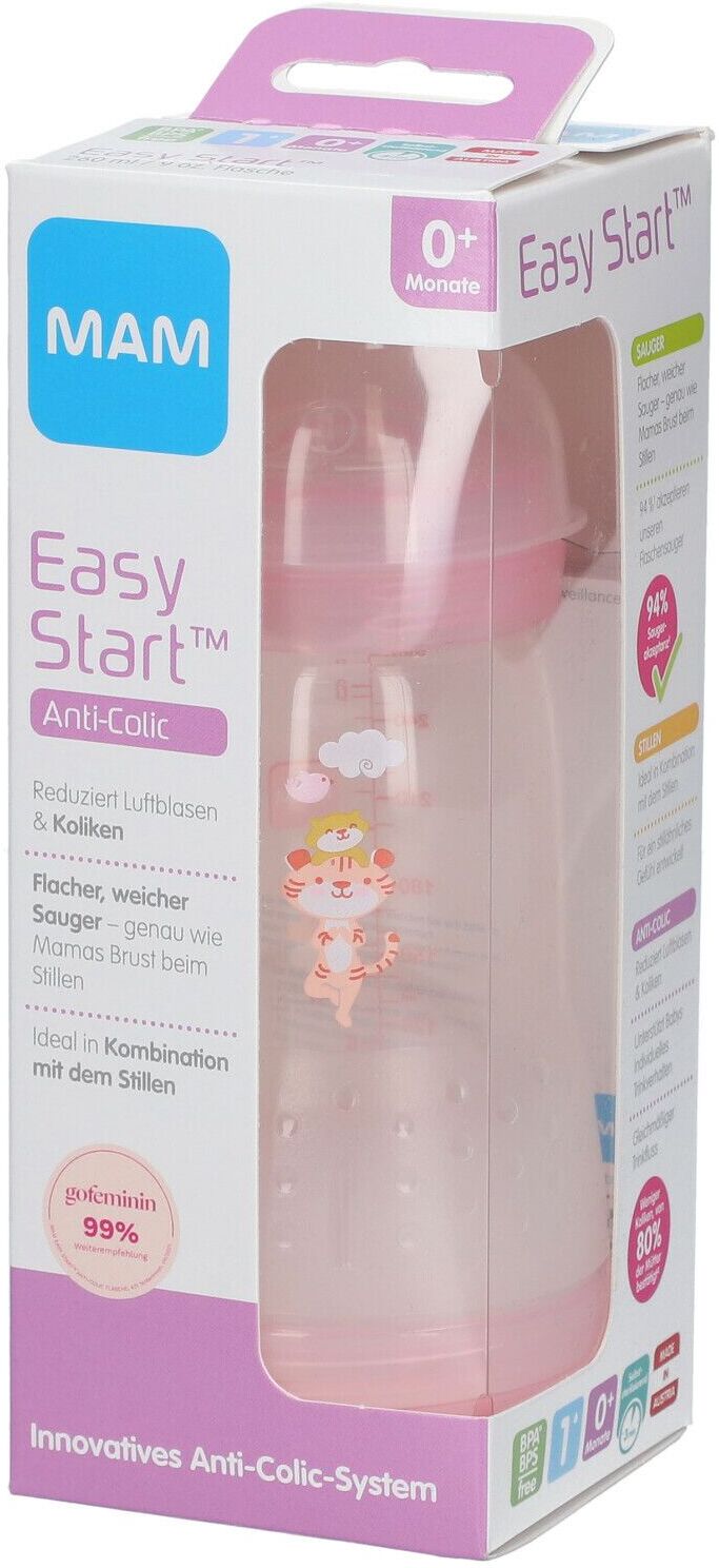 VAN DOMMELEN BEHEER MAM Anti-Kolik Babyflasche 260 ml Mädchen 0 Monate + (Farbe nicht wählbar)