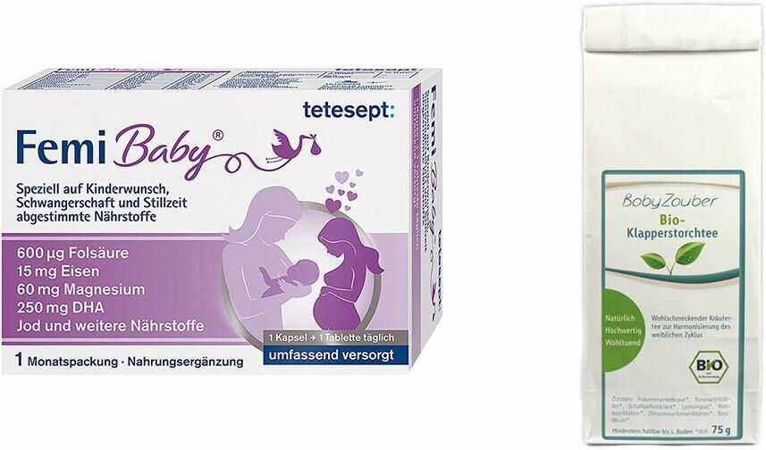 Diverse tetesept® Femi Baby® + BabyZauber Bio-Klapperstorchtee