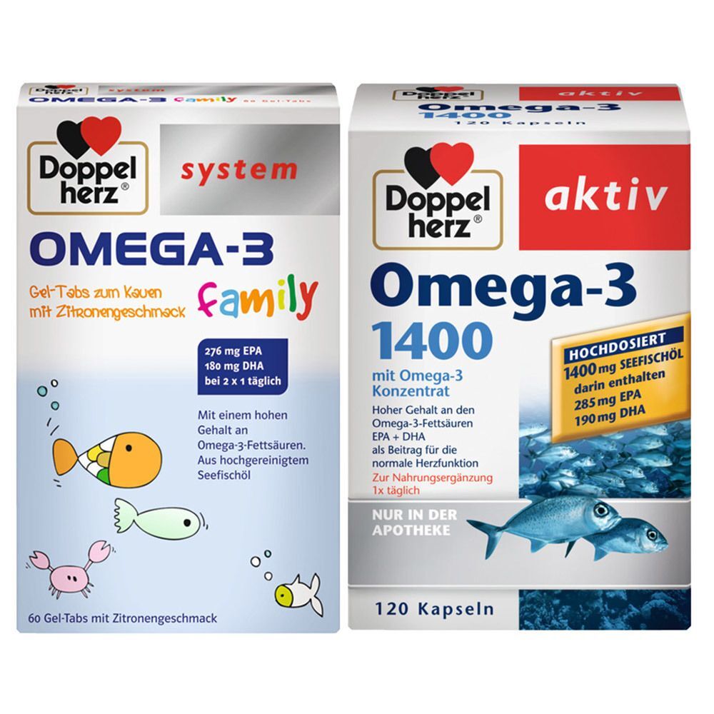 Doppelherz® system Omega-3 family + Omega-3 1400