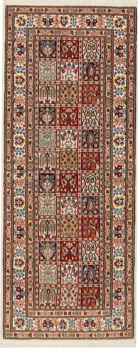 Nain Trading Perserteppich Moud 194x75 Läufer Beige/Dunkelbraun (Handgeknüpft, Persien/Iran, Wolle mit Seide)