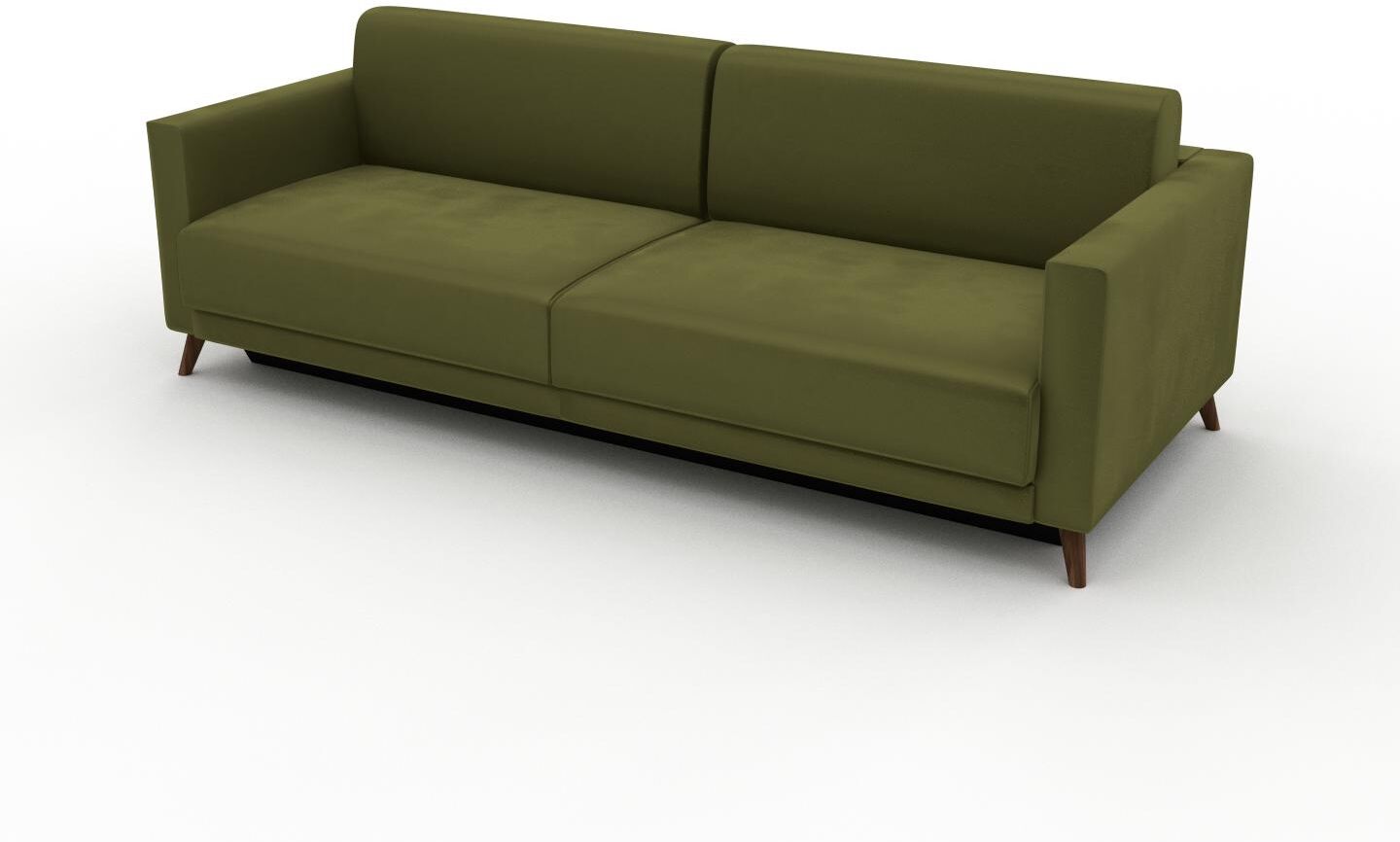 MYCS Sofa 3-Sitzer Samt Olivgrün Samt - Elegantes, gemütliches 3-Sitzer Sofa: Hochwertige Qualität, einzigartiges Design - 225 x 75 x 98 cm, konfigurierbar