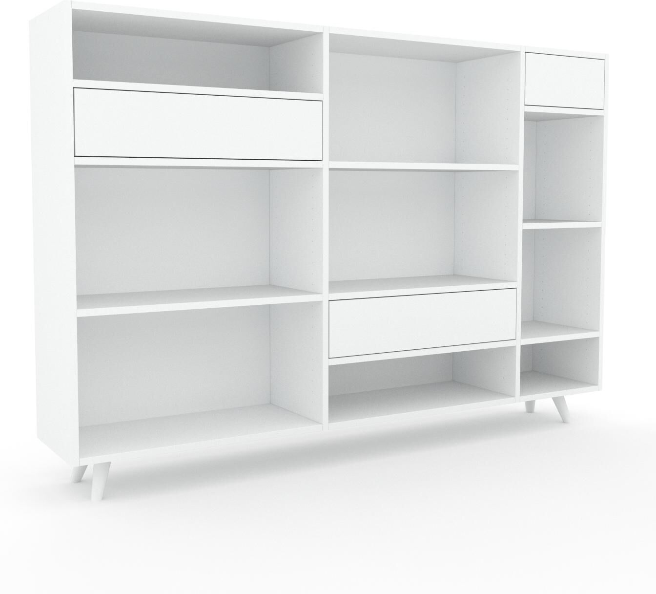 MYCS Aktenregal Weiß - Flexibles Büroregal: Schubladen in Weiß - Hochwertige Materialien - 190 x 130 x 35 cm, konfigurierbar