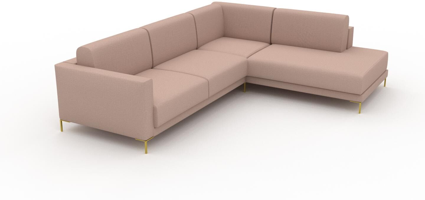 MYCS Ecksofa Puderrosa, mit Gold - Flexible Designer-Polsterecke, L-Form: Beste Qualität, einzigartiges Design - 214 x 75 x 266 cm, konfigurierbar