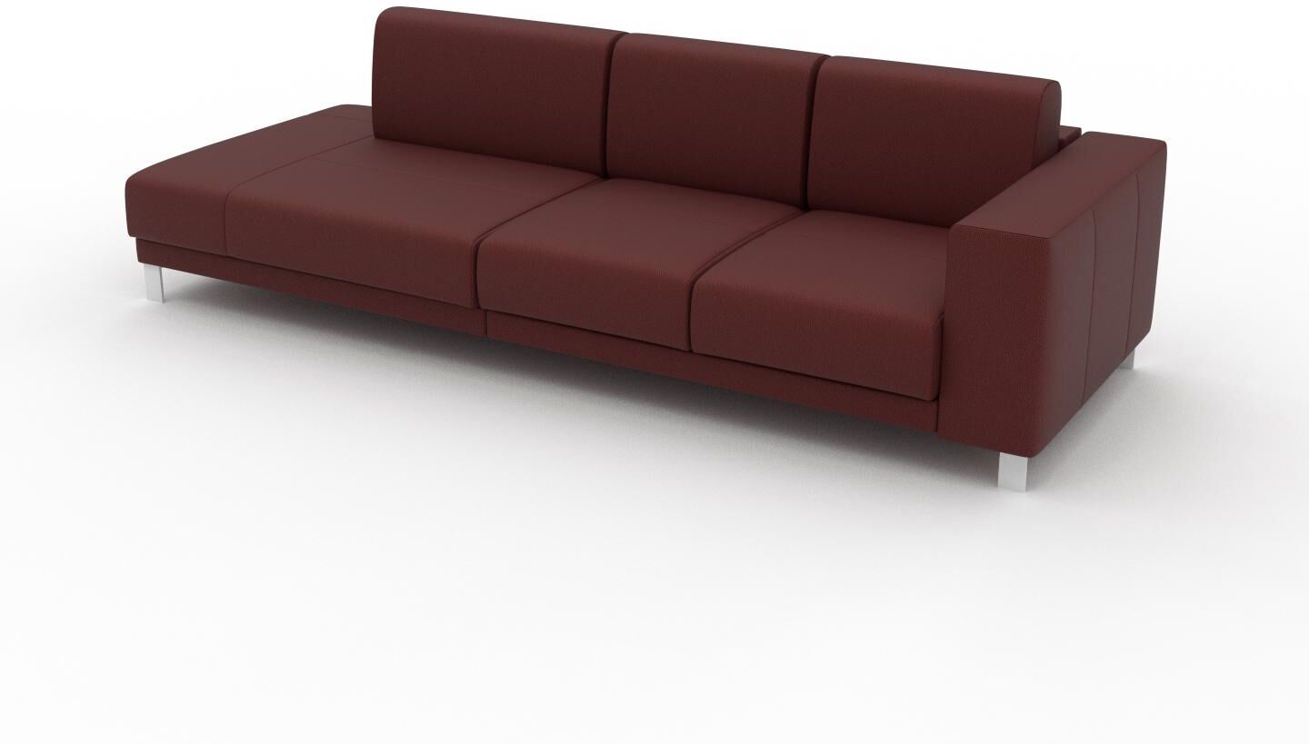 MYCS Ledersofa Purpurrot Pigmentiertes Leder - Elegantes, gemütliches Ledersofa: Hochwertige Qualität, einzigartiges Design - 264 x 75 x 98 cm,...