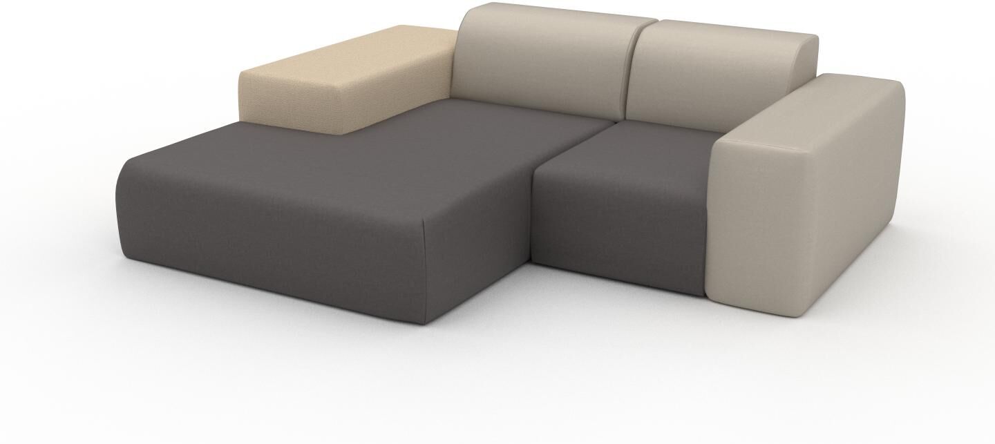 MYCS Ledersofa Kiesgrau Veganes Leder - Elegantes, gemütliches Ledersofa: Hochwertige Qualität, einzigartiges Design - 217 x 72 x 168 cm, konfigurierbar