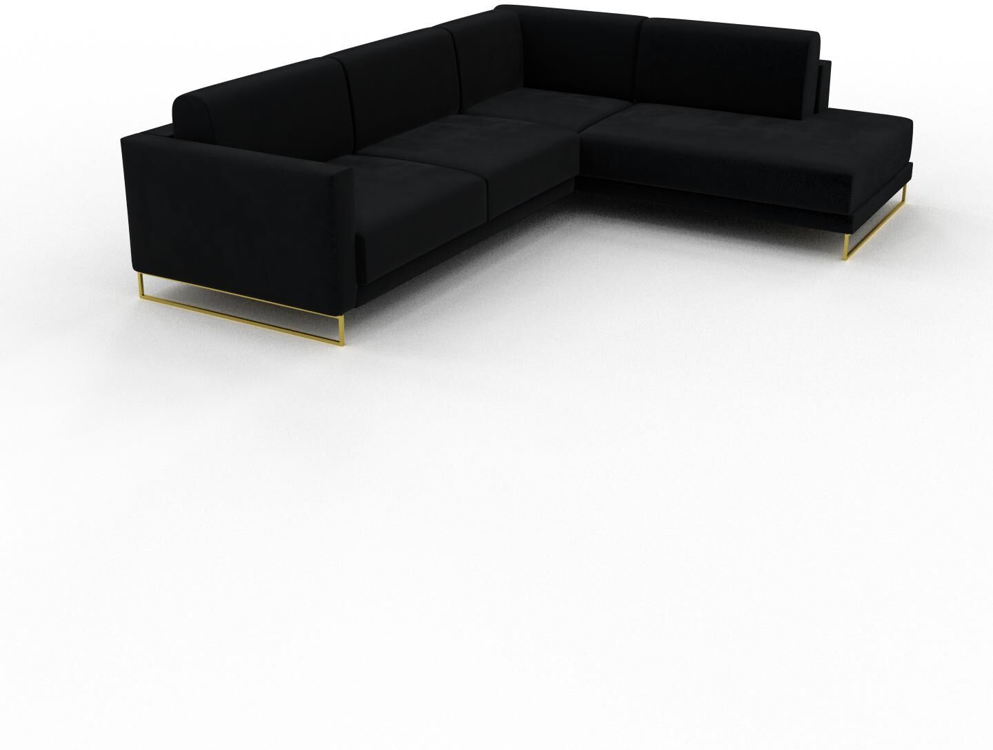 MYCS Ecksofa Samt Schwarz, mit Gold - Flexible Designer-Polsterecke, L-Form: Beste Qualität, einzigartiges Design - 214 x 75 x 266 cm, konfigurierbar