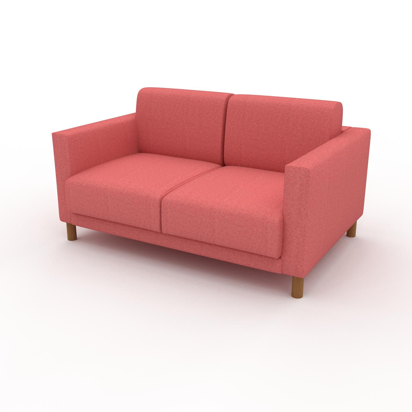 MYCS Sofa 2-Sitzer Korallenrot Wolle - Elegantes, gemütliches 2-Sitzer Sofa: Hochwertige Qualität, einzigartiges Design - 144 x 75 x 98 cm, konfigurierbar