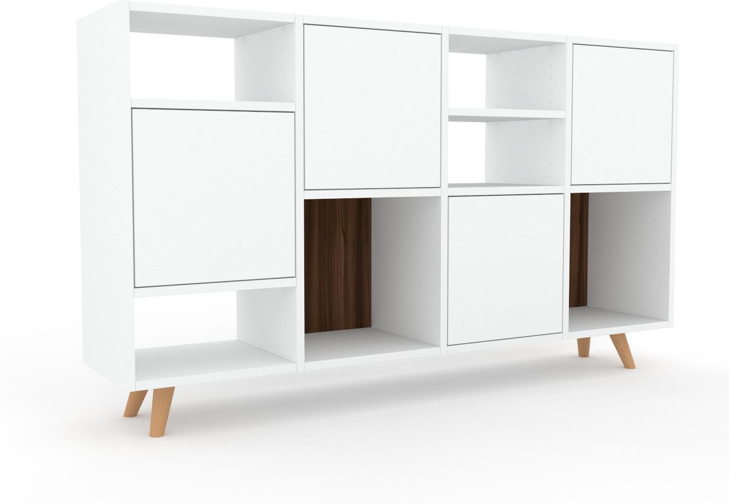 MYCS Sideboard Weiß - Designer-Sideboard: Türen in Weiß - Hochwertige Materialien - 156 x 91 x 35 cm, Individuell konfigurierbar