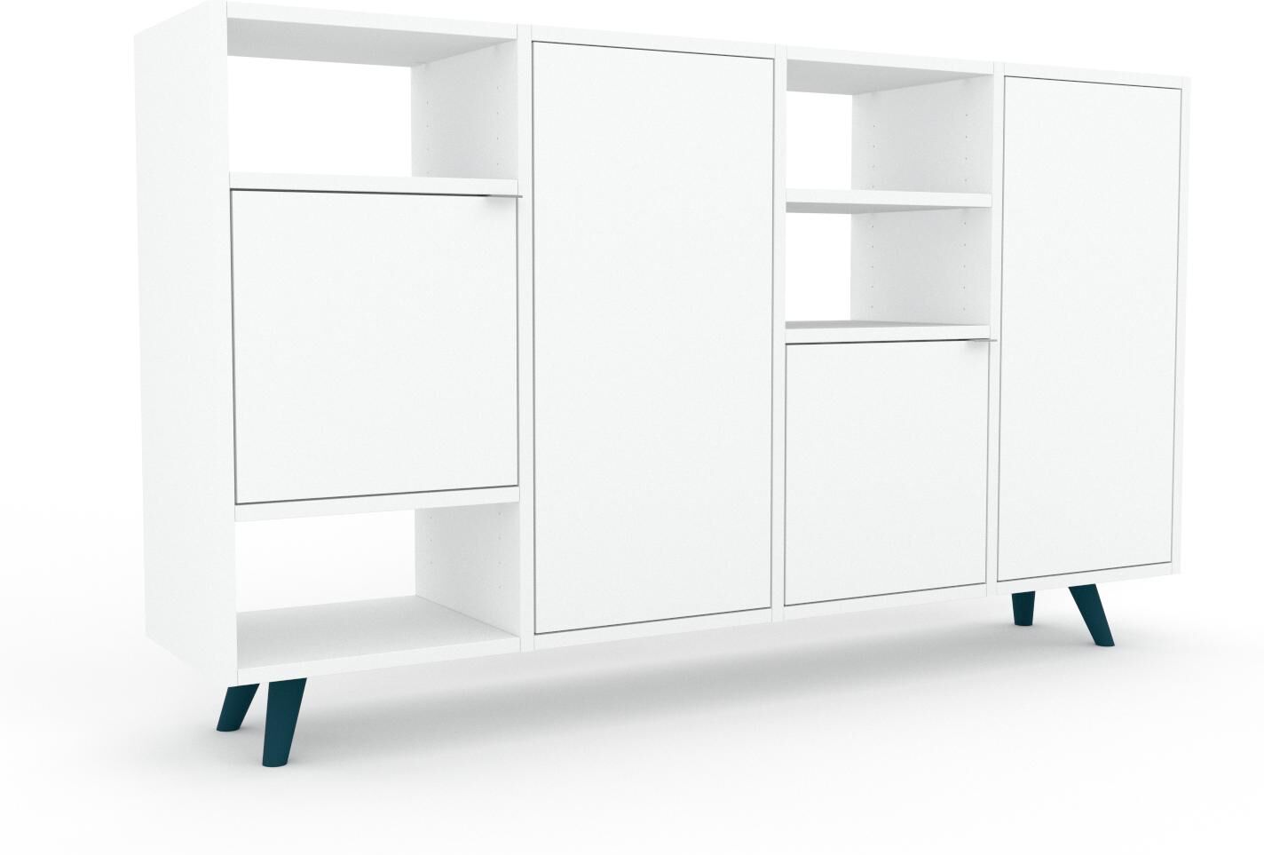 MYCS Sideboard Weiß - Designer-Sideboard: Türen in Weiß - Hochwertige Materialien - 156 x 91 x 35 cm, Individuell konfigurierbar