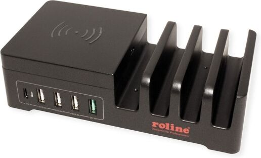 Roline USB Ladestation, 5 Ports + Wireless Charging Pad