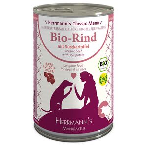 Herrmanns 400g Menü getreidefrei Bio Rind mit Bio Süsskartoffel Herrmanns Nassfutter für Hunde