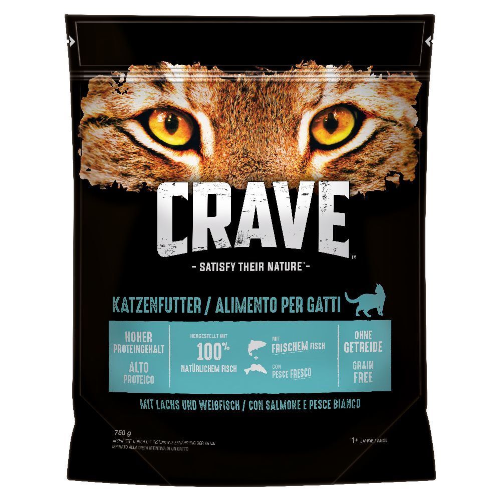 Crave 6x 750g Adult mit Lachs & Weissfisch Crave Trockenfutter für Katzen