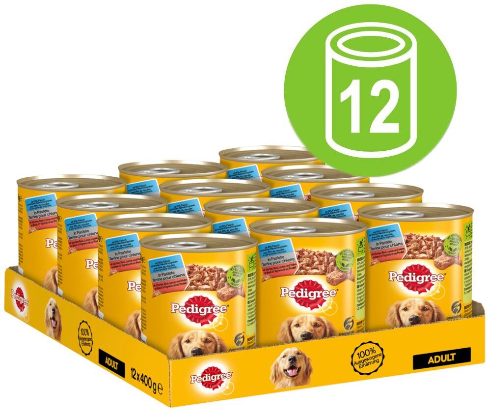 Pedigree 12x 400g Adult Classic 3 Sorten Geflügel Pedigree Nassfutter für Hunde