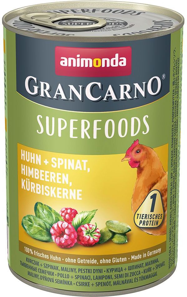 Animonda GranCarno 6x 400g GranCarno Adult Superfoods Pute + Mangold, Hagebutten, Leinöl Animonda Hundefutter Nass