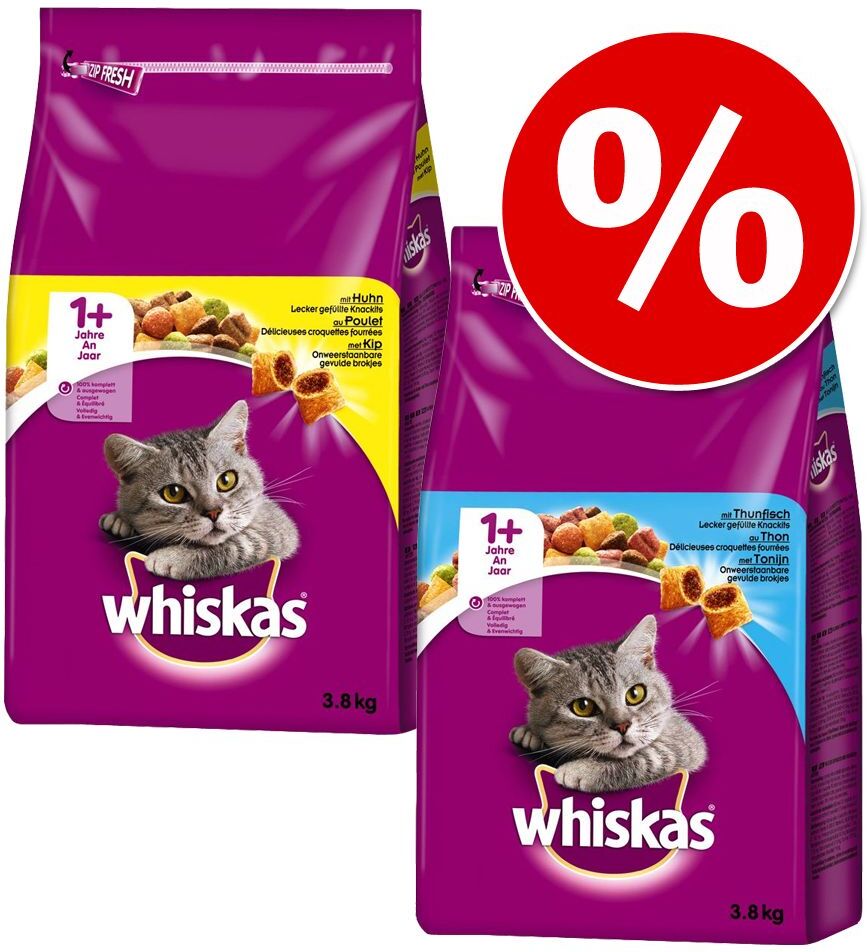 Whiskas 2x 3,8kg Mix Huhn & Thunfisch Whiskas Trockenfutter für Katzen