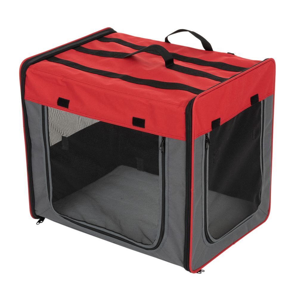 zooplus Exclusive Faltbare Hunde-Transportbox First Class Basic, B 66x T 96,5x H 73,5cm, rot/grau