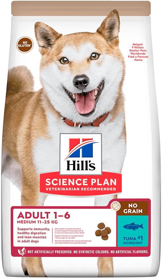 Hill's Science Plan 14kg Adult 1-6 No Grain Medium mit Thunfisch Hill's Science Plan Trockenfutter für Hunde