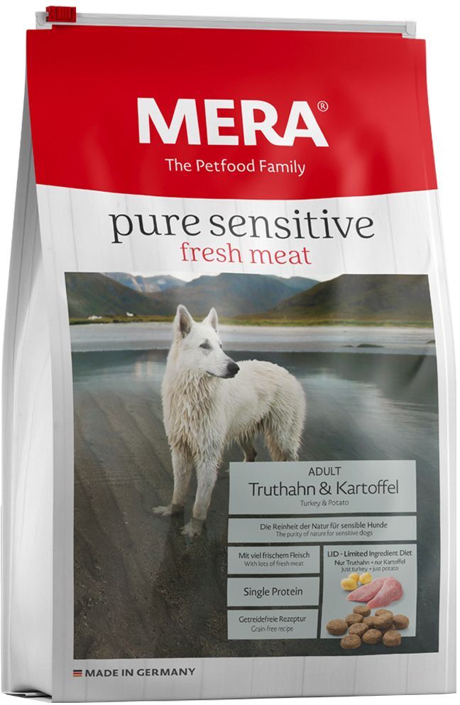 Meradog Pure Sensitive 2x 12,5kg pure sensitive fresh meat Truthahn & Kartoffel getreidefrei MERA Trockenfutter für Hunde