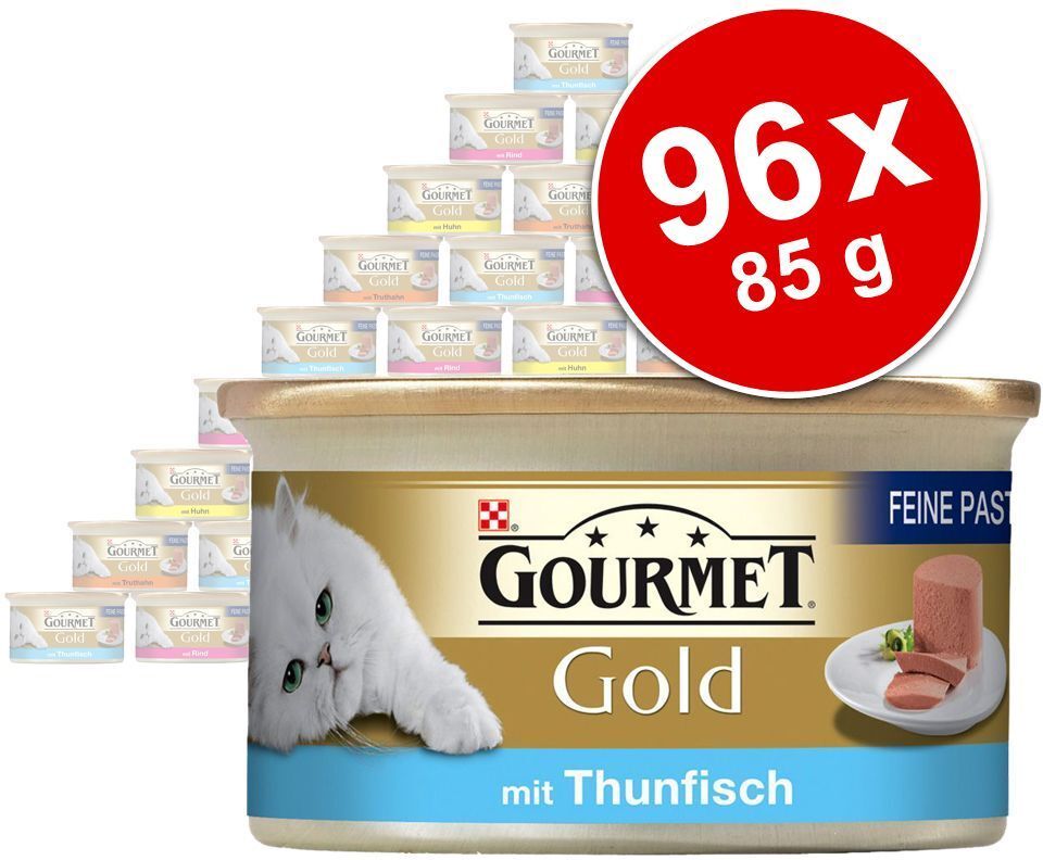 Gourmet 96x 85g Gold Feine Pastete Rind Gourmet Nassfutter für Katzen