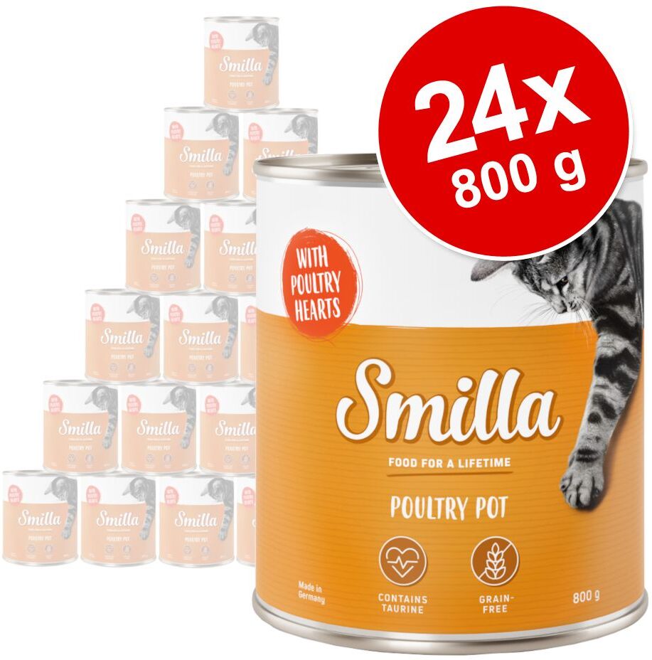 Smilla 24x 800g Geflügeltöpfchen zartes Geflügel mit Rind Smilla Nassfutter für Katzen