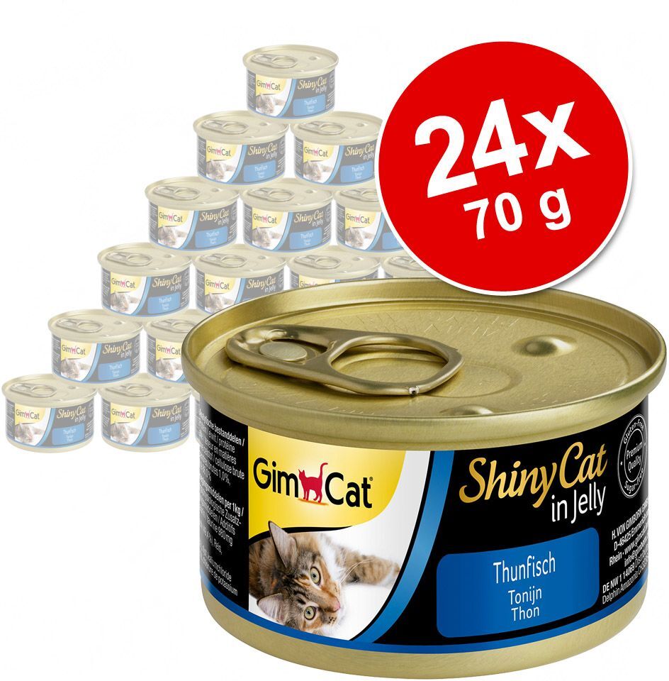 GimCat 24x 70g ShinyCat Jelly Thunfisch & Hühnchen Mix GimCat Nassfutter für Katzen