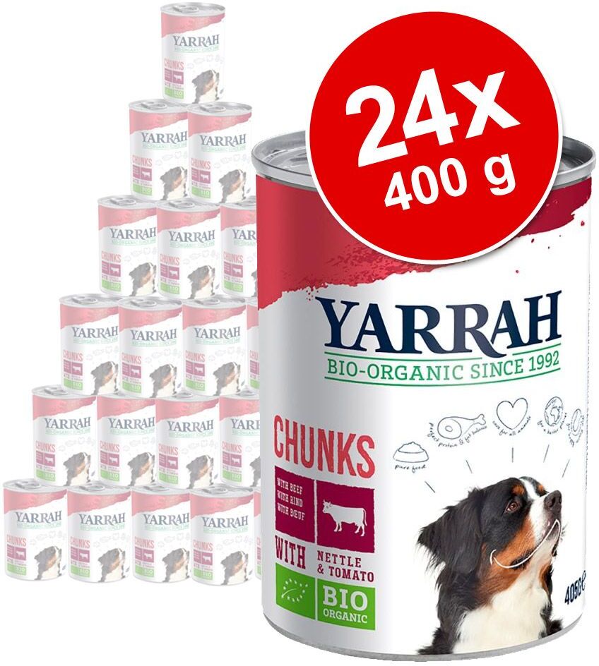 Yarrah 24x 405g Bio Huhn mit Brennnessel & Tomate in Sosse Yarrah Nassfutter für Hunde