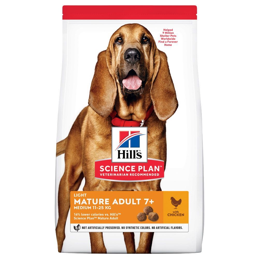 Hill's Science Plan 2x 14kg Mature Adult 7+ Medium Light mit Huhn Hill's Science Plan Trockenfutter für Hunde