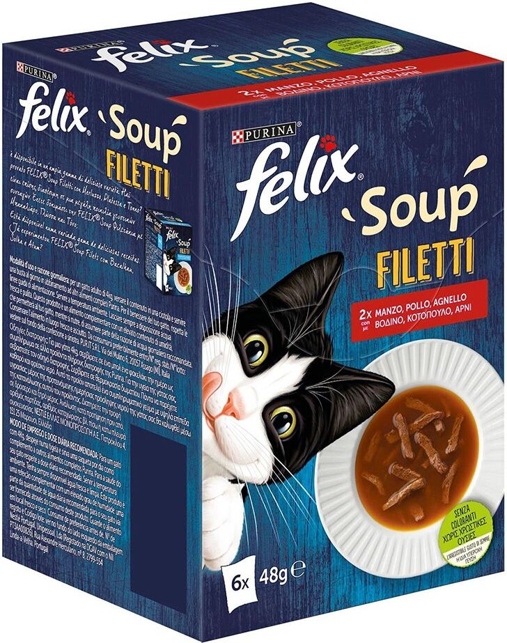 Felix 6x 48g Soup Filet Geschmacksvielfalt aus dem Wasser Felix Katzenfutter nass