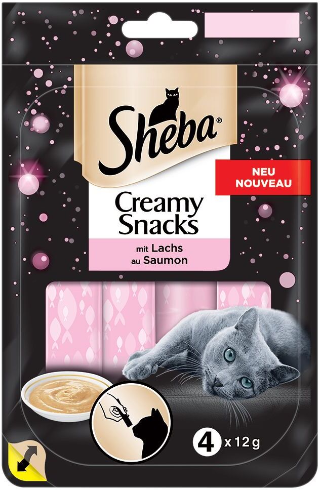 Sheba 9x 12g Creamy Snacks Huhn und Lachs Sheba für Katzen