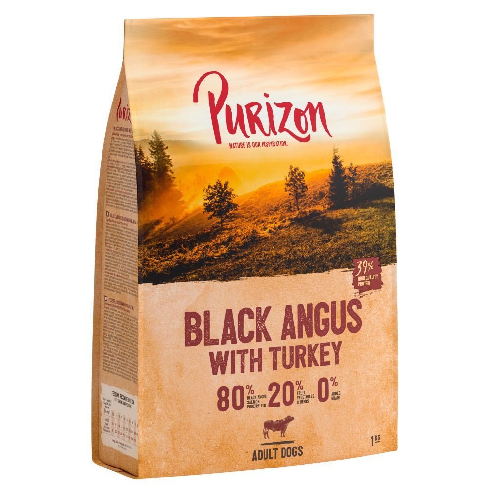 Purizon 1kg Black-Angus-Rind mit Truthahn Adult getreidefrei Purizon Hundefutter trocken