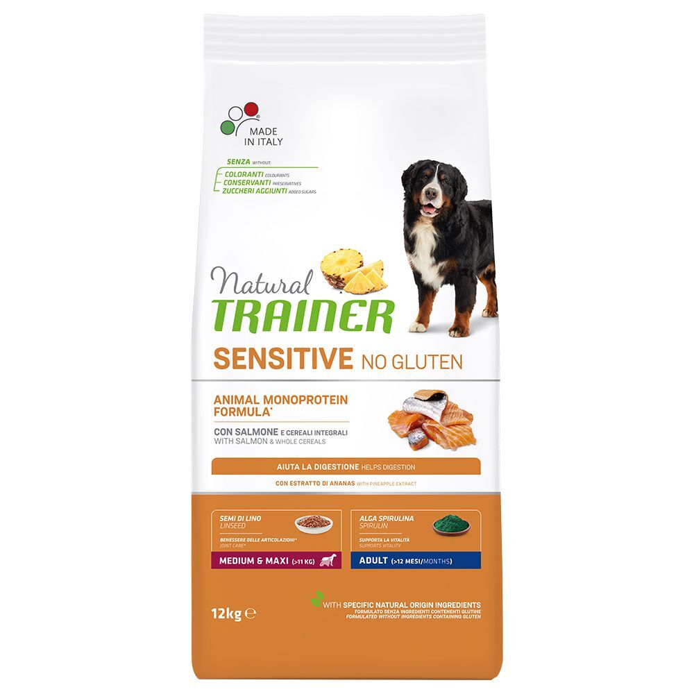 Trainer Natural Sensitive 12kg Sensitive No Gluten Adult Medium/Maxi mit Lachs Trainer Natural Trockenfutter für Hunde